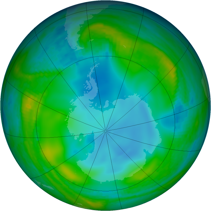 Antarctic ozone map for 09 June 1989